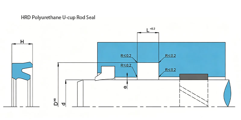 HRD Polyurethane U-cup Rod Seal